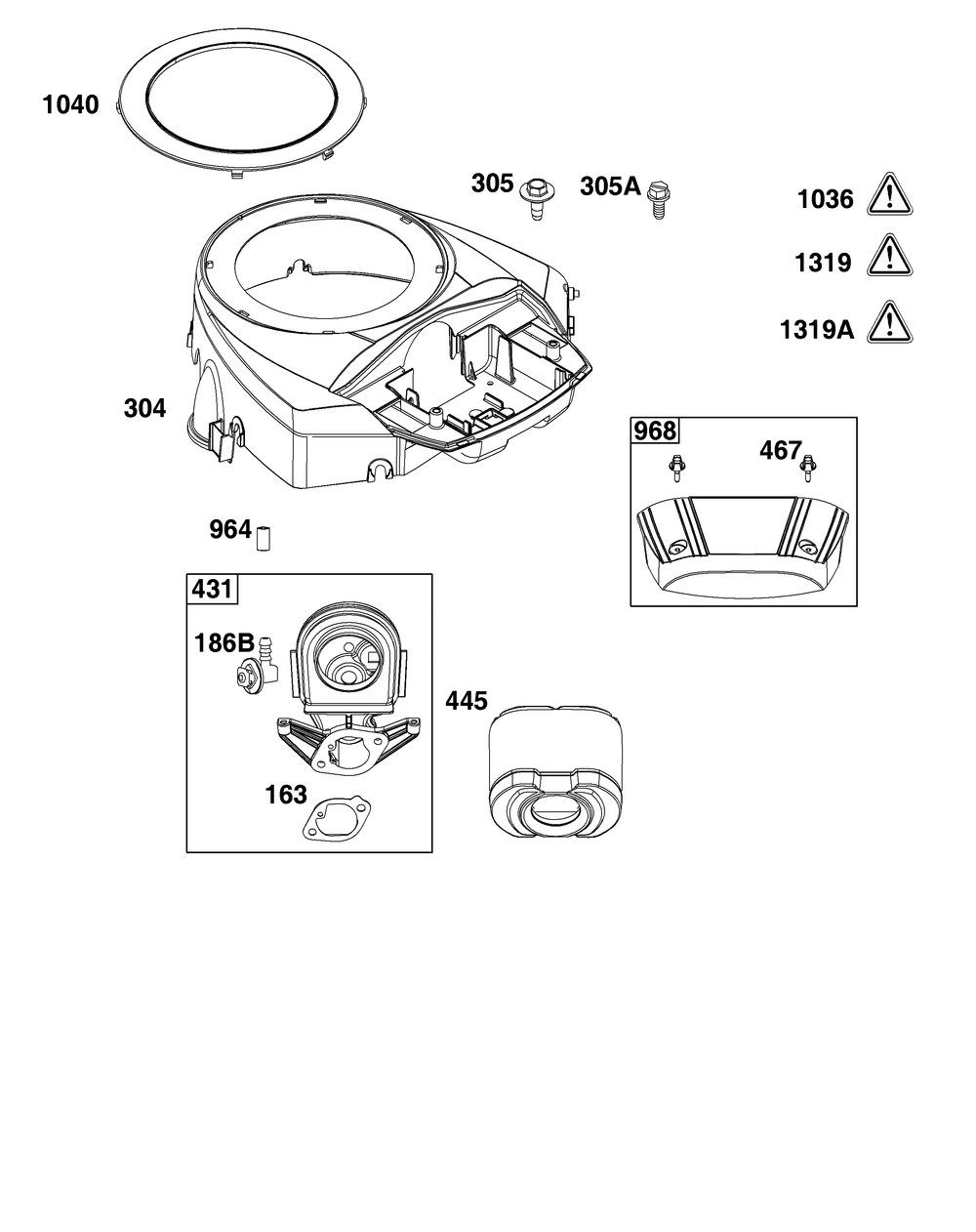 Blower Housing And Air Cleaner Group Diagram and Parts List for 44U777-0011-G1 400000 - 699999 Briggs and Stratton Engine